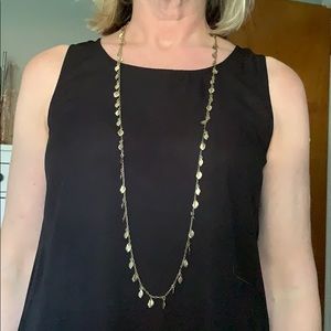 Long gold leaf necklace